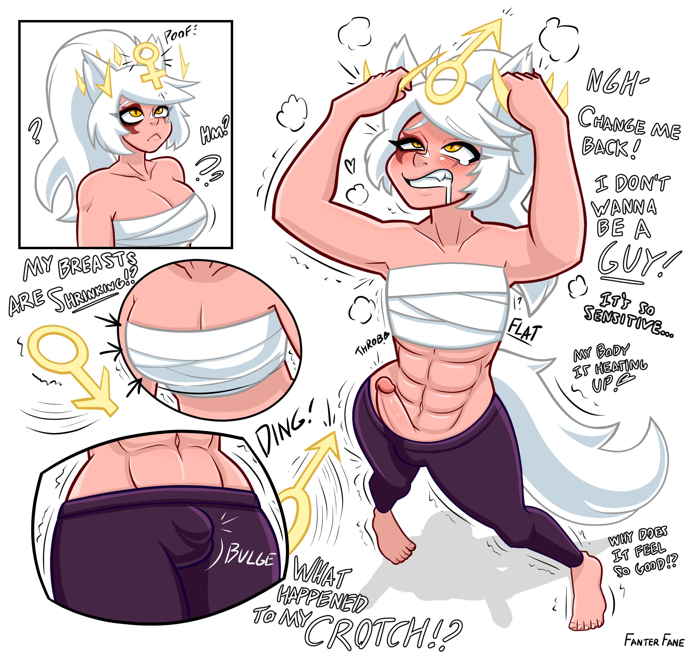 fanterfane, femboy, ftm transformation, genderswap, genderswap (ftm), kemonomimi, male, original, original character, rule 63, tagme, transformation, transformation sequence, trap