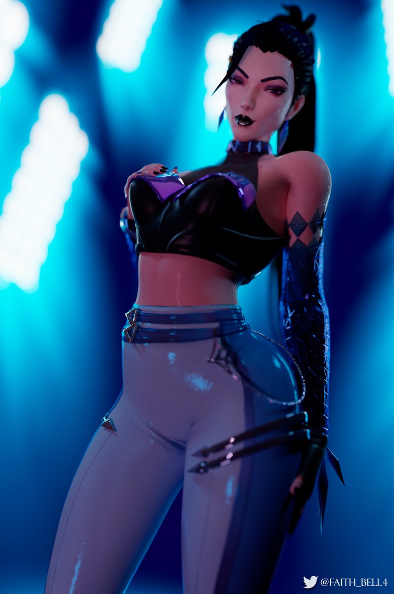 1girls 3d blue_hair clothed faithbell female female_only k/da_all_out_kai'sa k/da_all_out_series kai'sa league_of_legends looking_at_viewer riot_games tagme