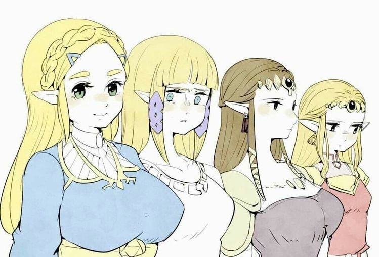 ancestor_and_descendant artist_request big_breasts blonde_hair breast_conscious breast_envy breath_of_the_wild clothed comparing comparing_breasts elf_ears green_eyes hair_clips long_blonde_hair long_brown_hair long_hair looking_at_breasts medium_breasts nintendo ocarina_of_time princess_zelda skyward_sword small_breasts square_crossover teenager the_legend_of_zelda the_legend_of_zelda:_breath_of_the_wild the_legend_of_zelda:_ocarina_of_time the_legend_of_zelda:_skyward_sword the_legend_of_zelda:_twilight_princess twilight_princess unknown_artist white_background zelda_(breath_of_the_wild) zelda_(ocarina_of_time) zelda_(skyward_sword) zelda_(twilight_princess)