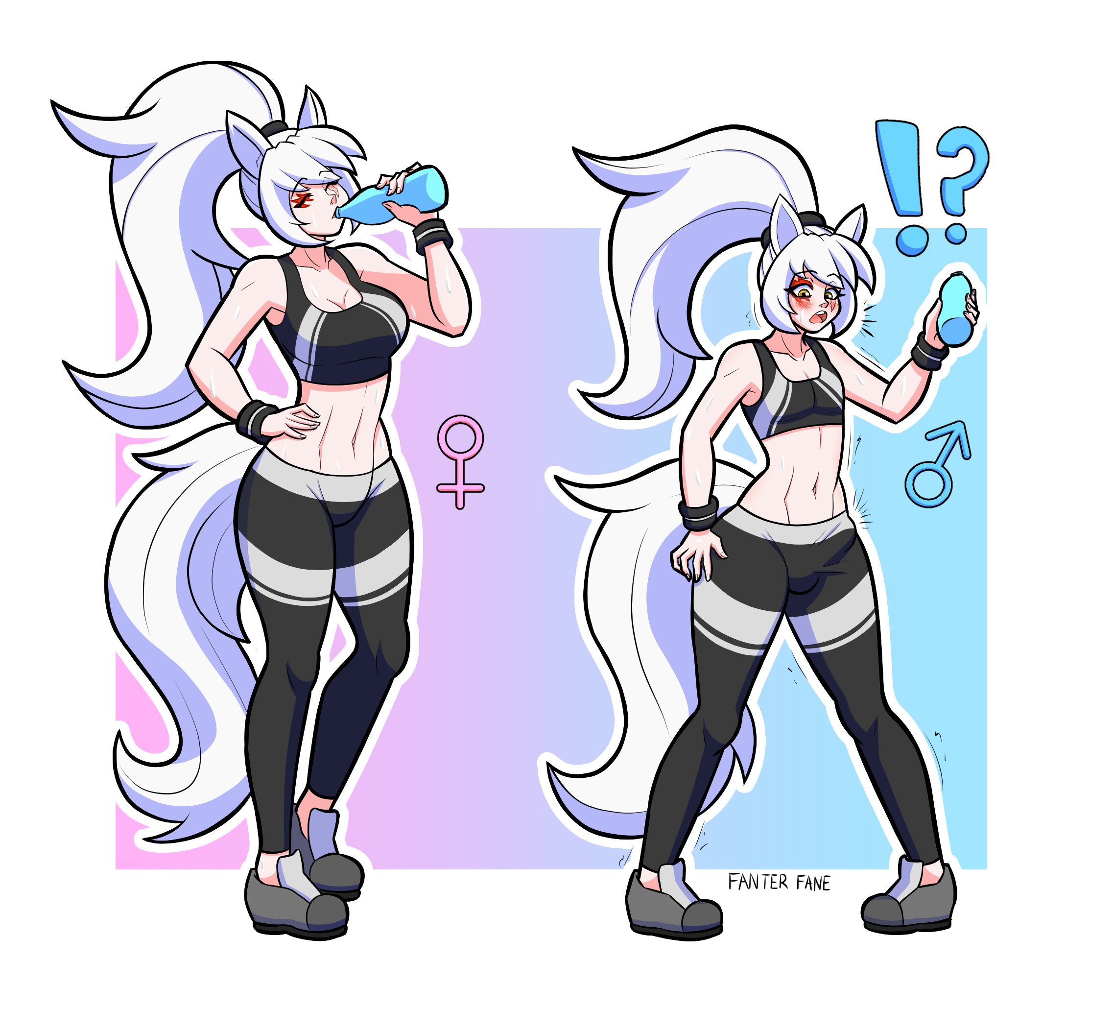 1boy, 1girls, 2021, clothed, clothing, fanterfane, female, femboy, ftm transformation, fully clothed, genderswap, genderswap (ftm), kemonomimi, male, rule 63, tagme, transformation, trap