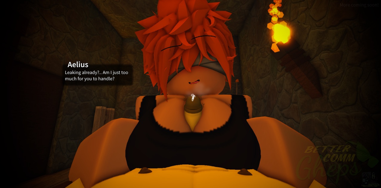 1boy, 1girls, 3d, bandages, bandages over eyes, big breasts, black bra, bra, breasts, canor (deepwoken), character name, deepwoken, dialogue, english text, female, gheps, happy, light skin, light-skinned male, male, male/female, nipples, nude, nude male, open mouth, orange hair, paizuri, paizuri under clothes, pale skin, pale-skinned male, penis, pov, precum, roblox, roblox game, robloxian, short hair, source request, straight, tan skin, tan-skinned female, text, watermark