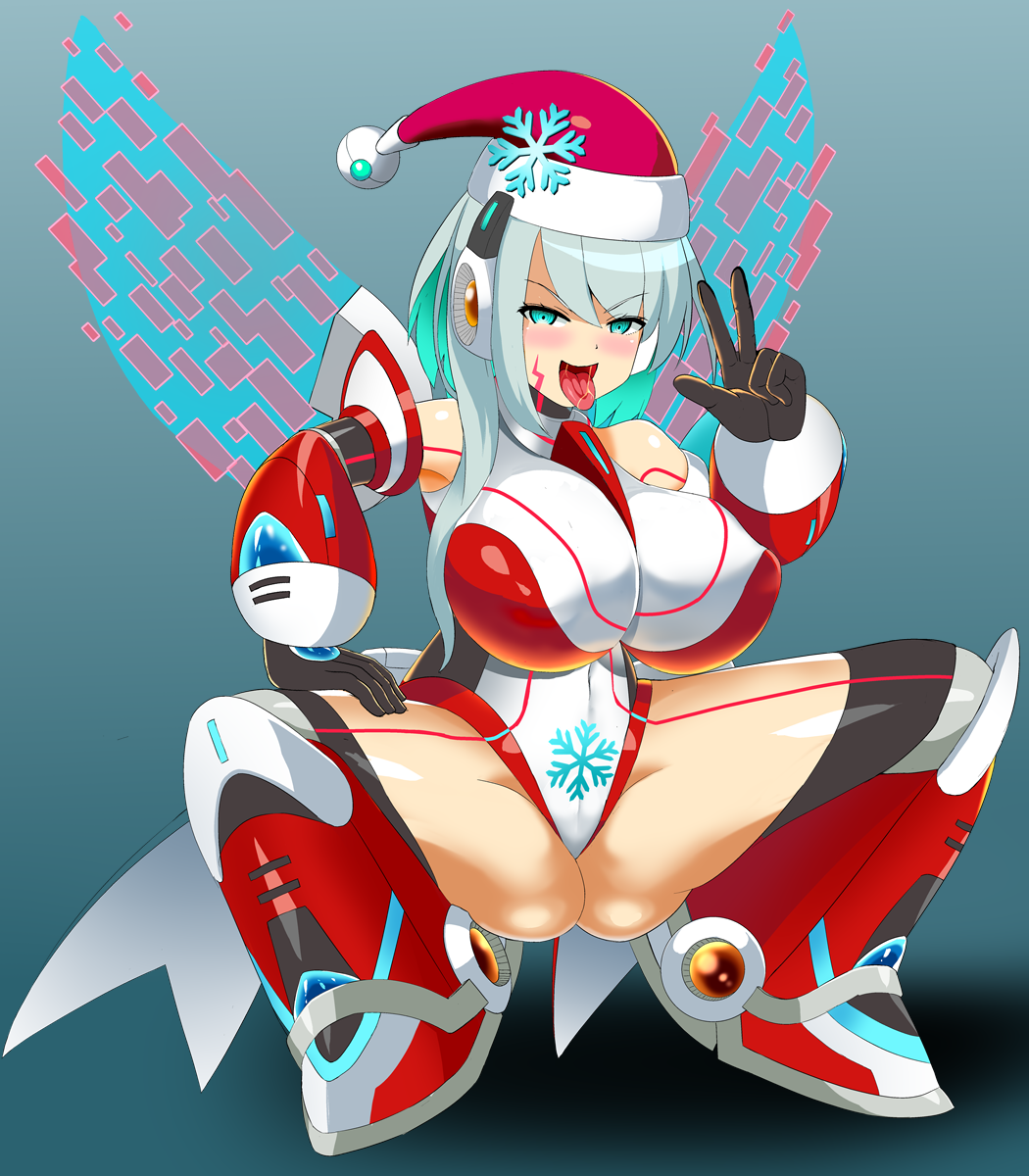 big_breasts christmas_ico_(x_dive) honda_takaharu ico_(mega_man) mega_man mega_man_x_dive spread_legs squatting tagme