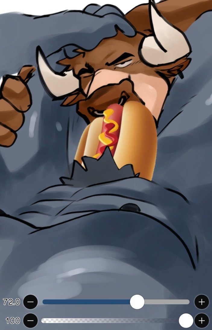 bara biceps blowjob blowjob_face censor censored censored_penis furry hot_dog hot_dog_emoji hotdog male male_focus male_only muscular muscular_male oral oral_sex pecs toro_artz