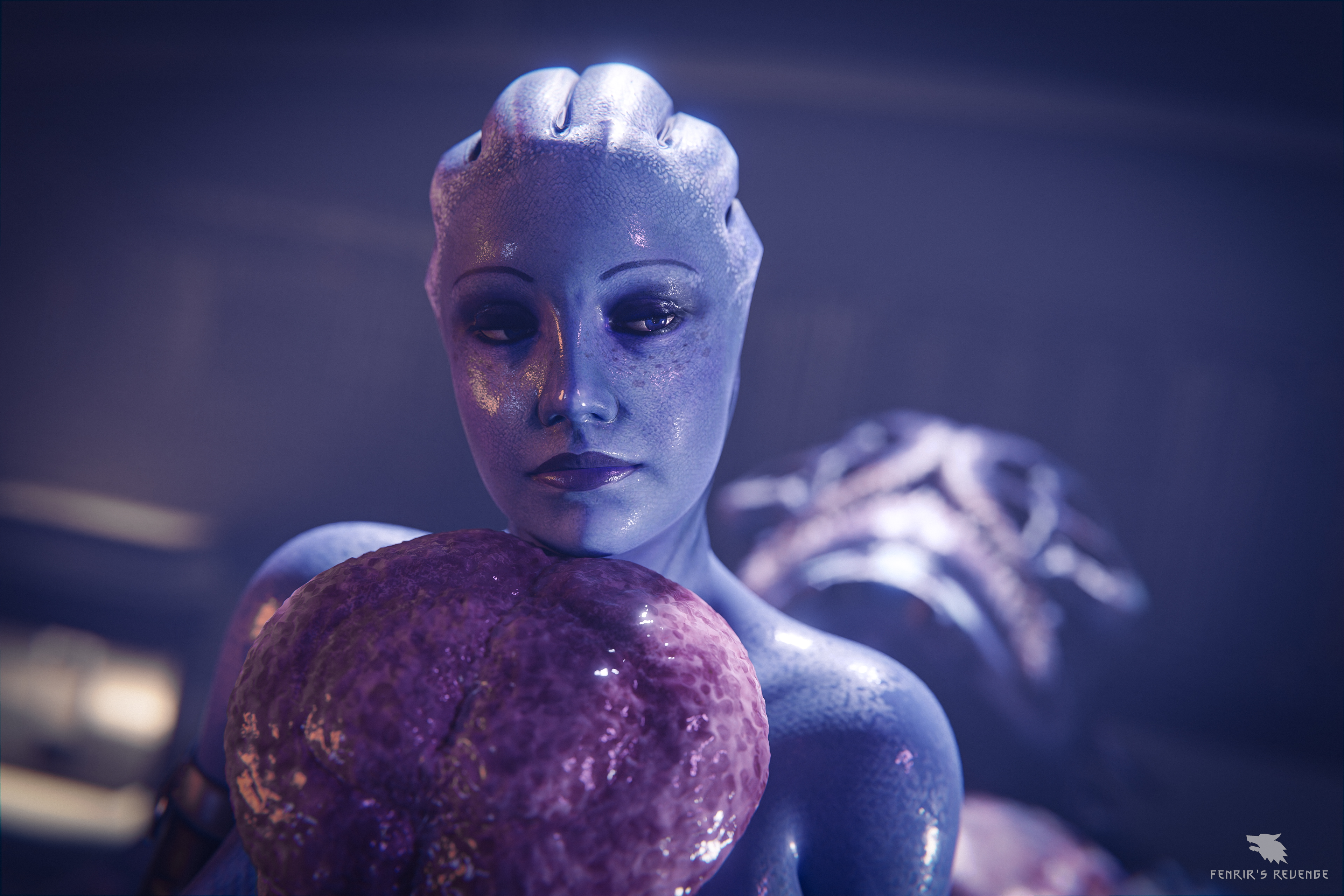 1boy, 1girls, 3d, alien, alien girl, alien humanoid, asari, balls, before sex, big balls, blue eyes, blue skin, breasts, fat male, female, fenrir'srevenge, holding penis, huge cock, interspecies, large penis, liara t'soni, long penis, male, mass effect, massive balls, massive penis, monster, monster cock, nude, nude female, nude male, penis, penis between breasts, sitting, sitting on lap, sitting on person, thick, thick penis, thick thighs, voluptuous, wide hips, yahg