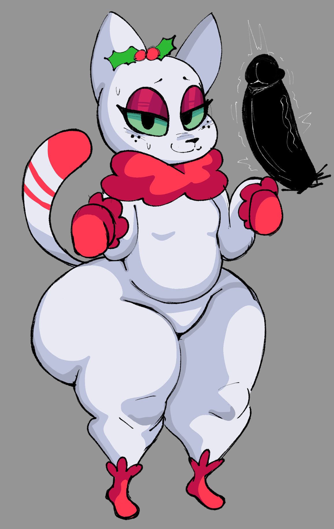a cat is fine too, anthro, ass, big ass, big butt, big penis, boots, bubble ass, bubble butt, cat, dork boi, eyelashes, fat ass, feline, female, female focus, green eyes, half-closed eyes, huge ass, huge cock, junipurr, lewd dorky, male, mistletoe, motion lines, penis, shortstack, slightly chubby, sweatdrop, thick thighs, throbbing, thunder thighs, wide hips