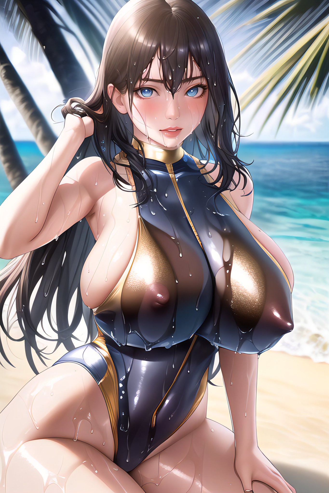 1girls, 2023, ai generated, curvaceous, curvy body, curvy female, curvy figure, female, female focus, female only, latex, long hair, looking at viewer, seductive look, shiny clothes, stable diffusion, swimsuit, tagme, tight clothing, voluptuous female, wet clothes