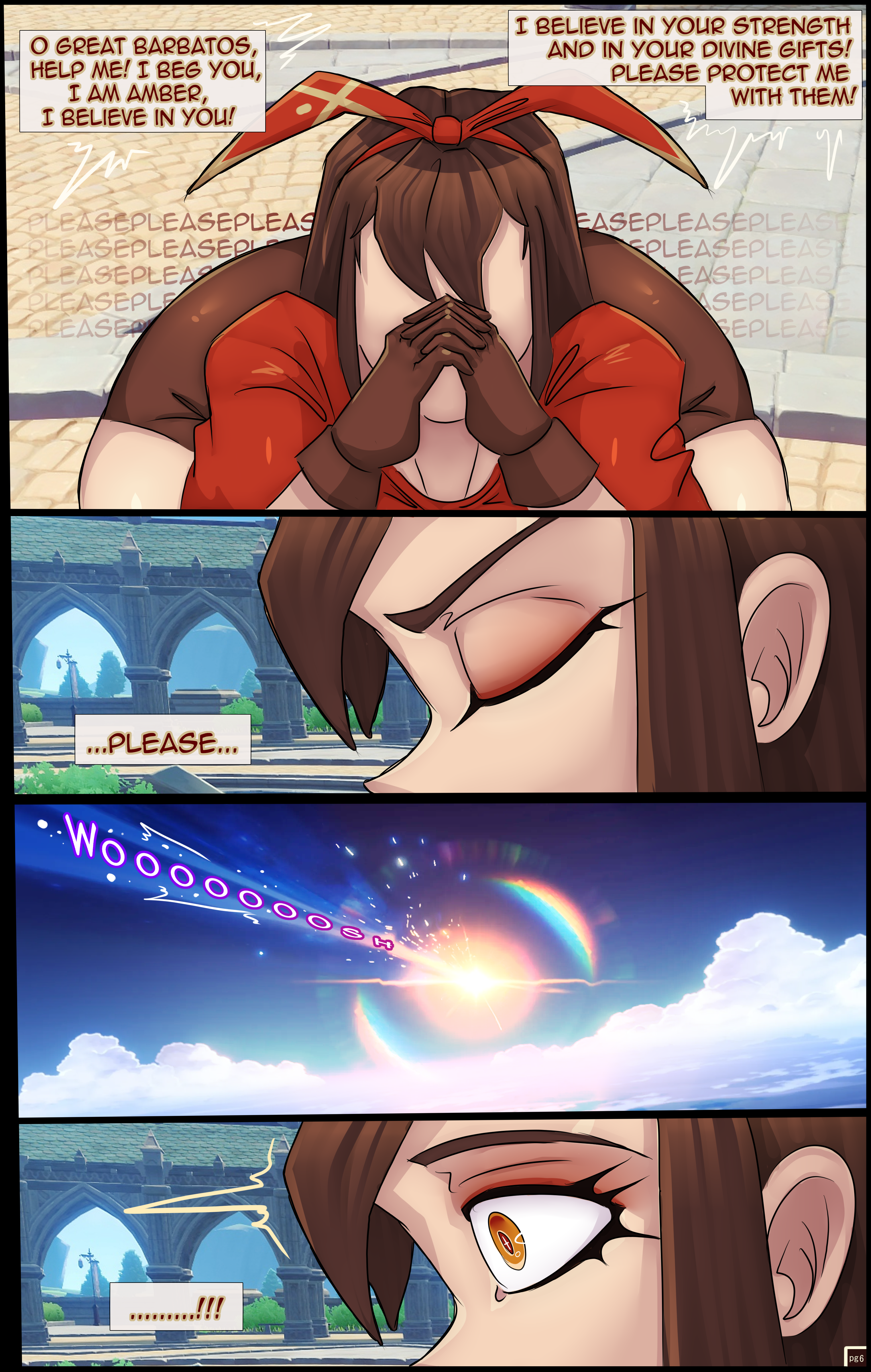 amber (genshin impact), comic, female, genshin impact, shitpost, tagme, ujanskiy