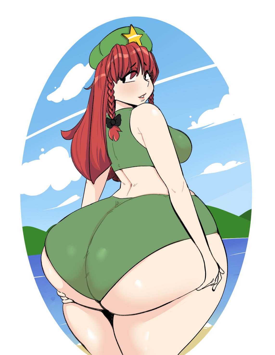 big_ass big_breasts breasts bubble_butt hong_meiling huge_ass peta_petaa thick_thighs touhou wide_hips