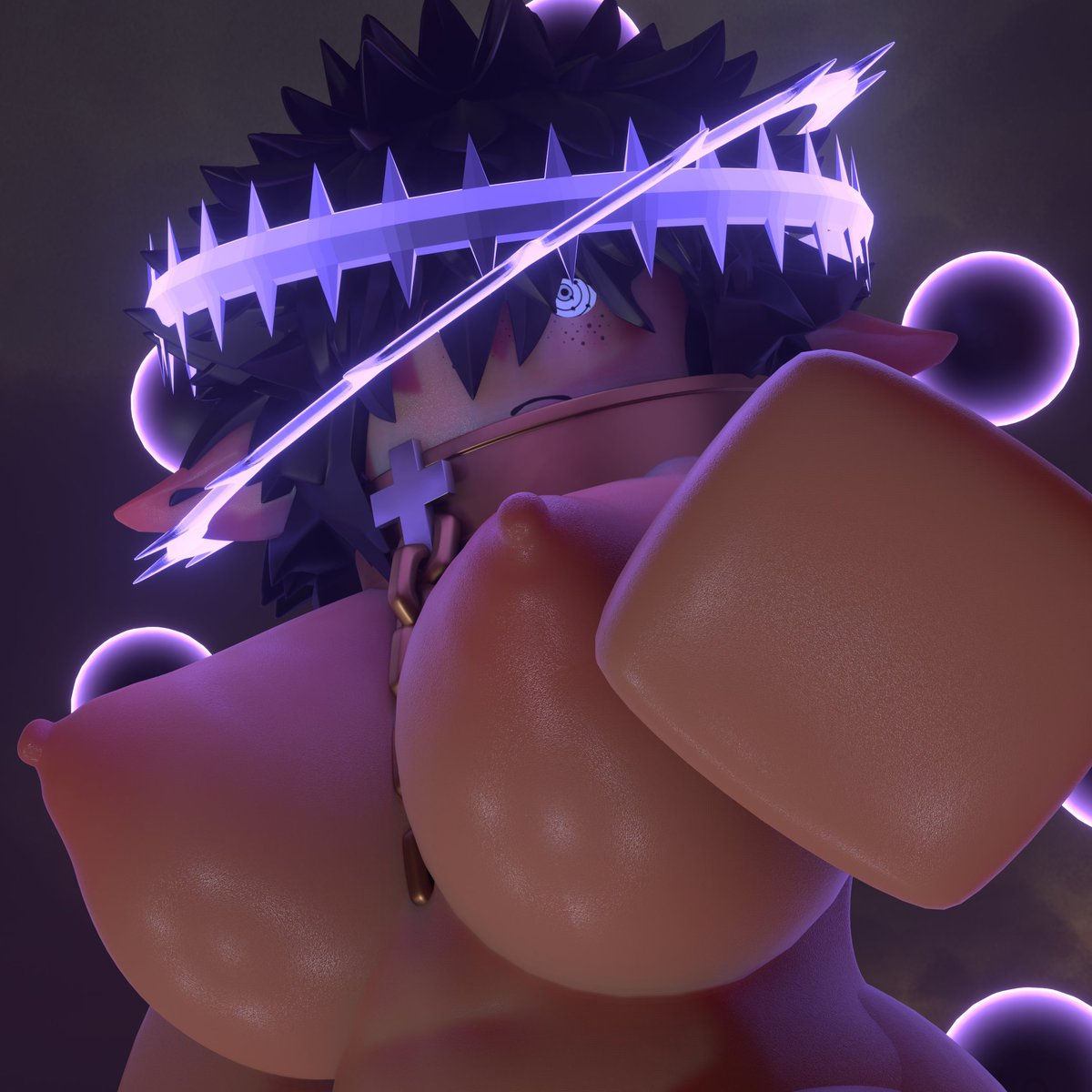 1girls, 3d, big breasts, black hair, breasts, eclipse rr34, female, halo, hi res, nude, nude female, pointy ears, roblox, robloxian, solo female, tagme