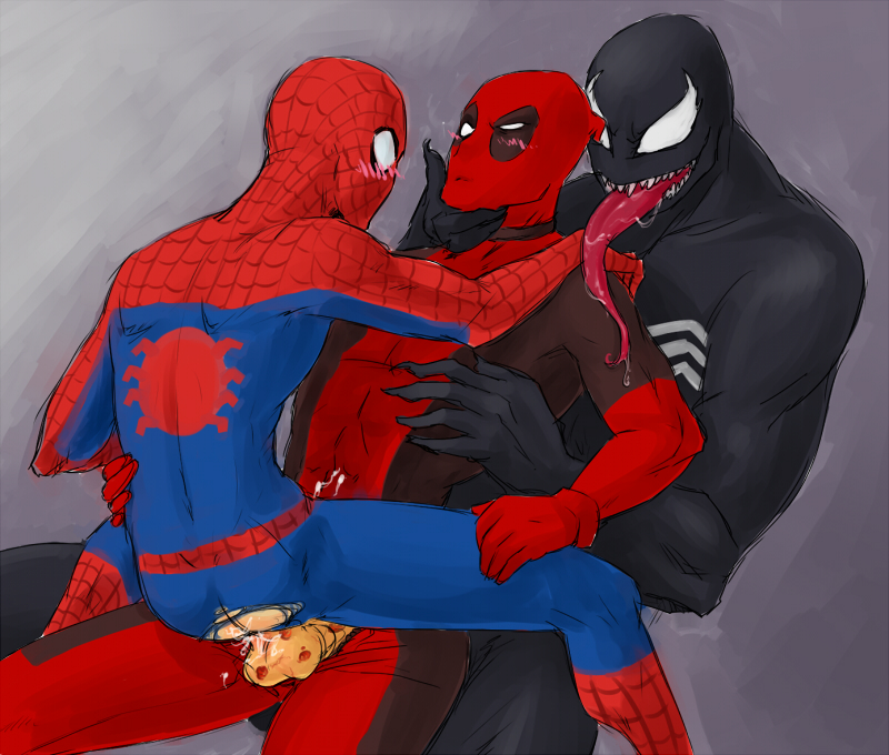 3boys anal anal_sex artist_request clothed_sex cum cum_in_ass cum_inside cum_while_penetrated deadpool dubious_consent gay male male_only marvel monster multiple_males peter_parker ripped_clothing scar scarring scars size_difference smooth_skin spider-man spider-man_(series) threesome torn_clothes torn_clothing venom venom_(marvel) wade_wilson yaoi