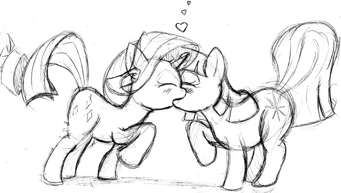 black_and_white female female_only feral friendship_is_magic kissing lahsparkster my_little_pony puyo_puyo puyo_puyo_fever rarity_(mlp) tagme toony twilight_sparkle_(mlp) unicorn yuri