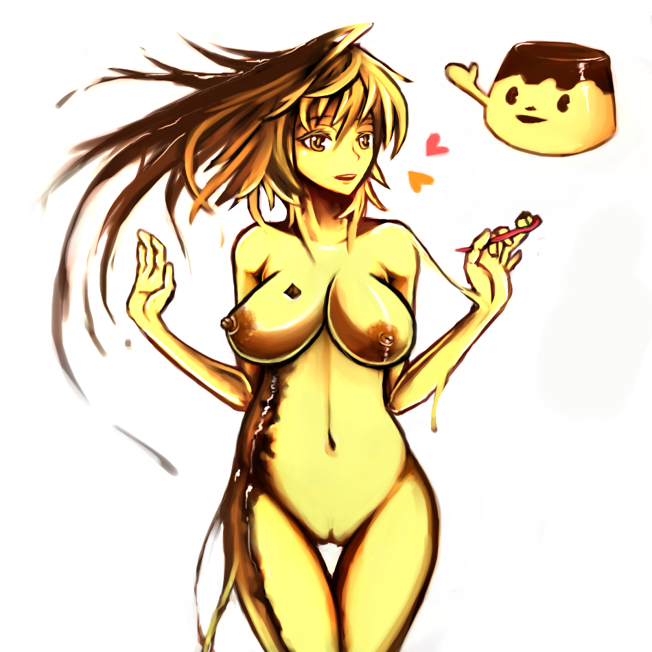 breasts cannibalism caramel dessert food gelatin giga_pudding gynophagia inanimate nude nyanazi personification pudding puddis_pudding pussy spoon vore