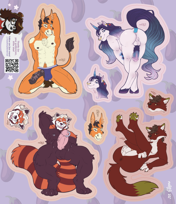 ailurid asinus canid canine canis coyote donkey equid equine genitals group horn lgbt_pride male male/male mammal naoto non-human penis penis_size_difference red_panda sticker stickers unicorn vein veiny_penis