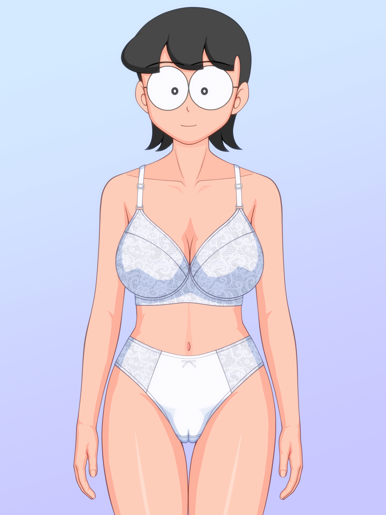 1girls bra breasts doraemon large_breasts panties short_hair tamako_nobi underwear