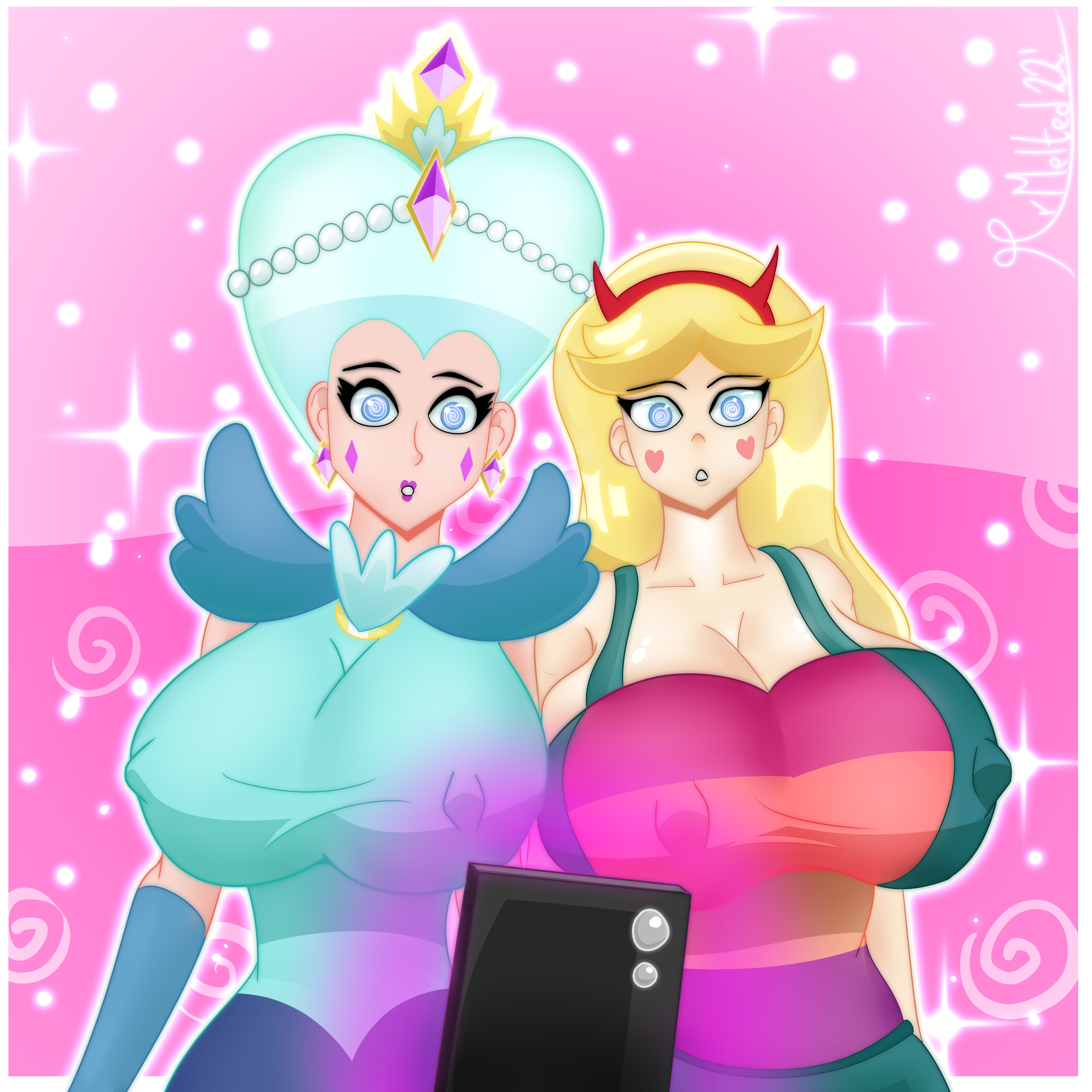 2girls, big breasts, breasts, disney, disney channel, disney xd, erect nipples, female, hypnosis, massive breasts, mind control, moon butterfly, mother and daughter, mrmelted, nipples, phone, star butterfly, star vs the forces of evil, white female