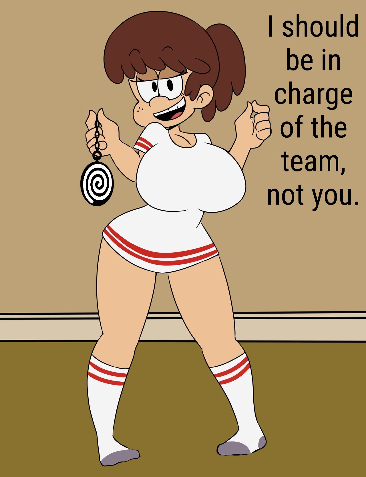 big breasts, breasts, female, femdom, hypnosis, hypnotizing viewer, lynn loud, manip, orcaverde, pendulum, smile, tagme, the loud house