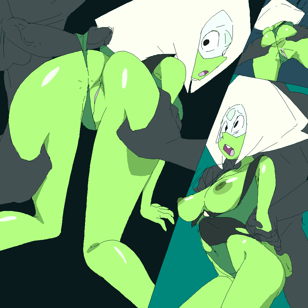 ass_grab breasts_out gem_(species) green_skin manhandling peridot_(steven_universe) removing_clothing steven_universe surprised torn_clothes yev-san