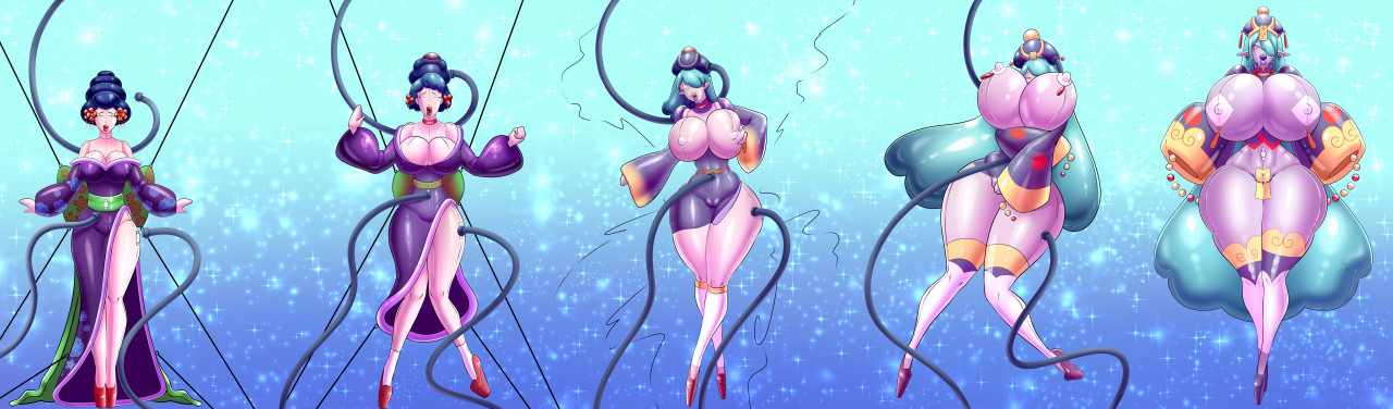 ass, ass expansion, bimbo, bimbofication, breast expansion, breast growth, breast growth (enlargement), breasts, dollification, female, hair color change, hair growth, high heels, huge ass, huge breasts, jiangshi, keygii, lip expansion, platform heels, thick thighs, thigh expansion, transformation, transformation sequence, wide hips