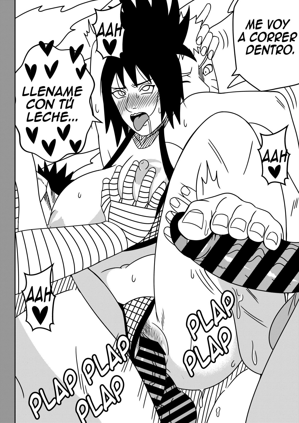 2girls, 3boys, adult, against natural surface, against surface, against wall, age difference, ahe gao, barefoot, being watched, big breasts, bikini, bikini aside, breast grab, breasts, clones, comic, cowgirl position, dialogue, double penetration, female, footjob, gangbang, group, group sex, hiding, inuzuka tsume, long hair, looking pleasured, male, male/female, mature, mature female, mitarashi anko, monochrome, multiple boys, multiple females, multiple girls, multiple males, naruto, naruto (series), naruto shippuden, naruto: the last, ninrubio, older female, outdoor sex, outdoors, pleasure face, pubic hair, puffy nipples, reverse cowgirl position, sex, shadow clone, spanish text, story, straight, teenager, tied hair, toes, uzumaki naruto, voluptuous, voyeur, voyeurism, watching, younger male