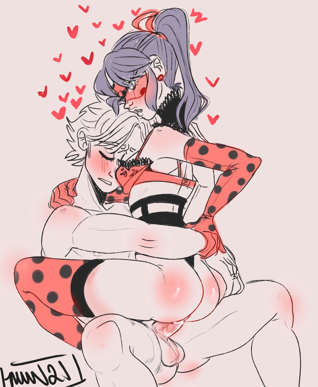 <3 1boy 1girls adrien_agreste armwear ass athletic athletic_male blush bra butt domino_mask duo elbow_gloves female fit fit_male heart hearts ladybug_(character) legwear male marinette_cheng marinette_dupain-cheng miraculous_ladybug nude nude_male partially_clothed partially_nude partially_nude_female sex sinkoriin tagme thighhighs thighs vaginal vaginal_penetration vaginal_sex