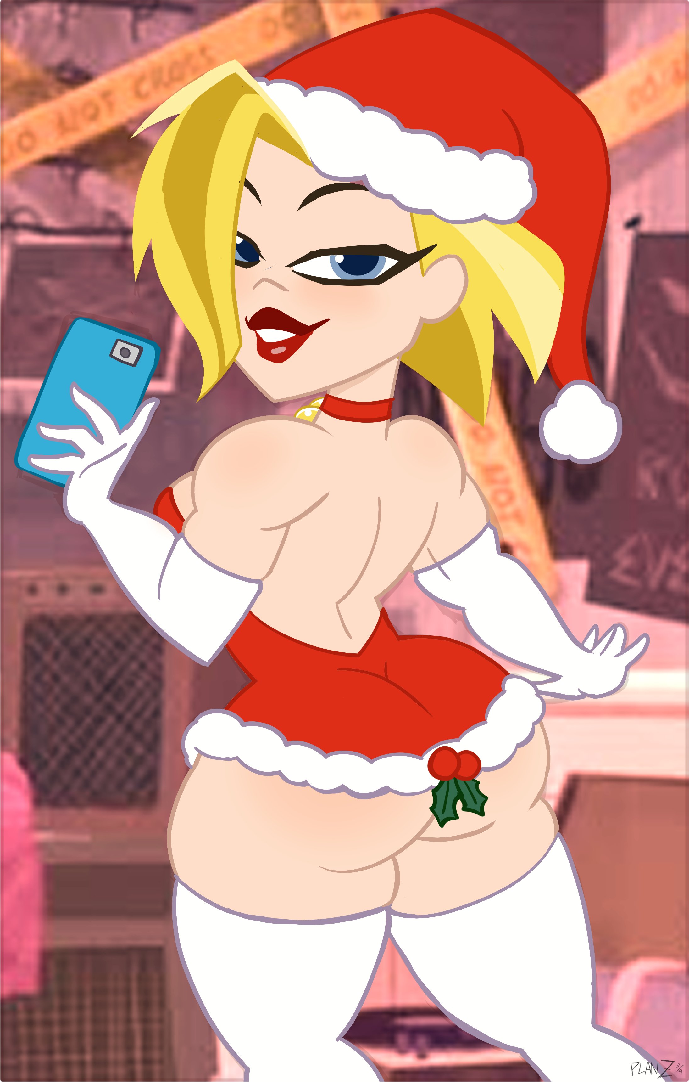 1girls, 2022, ass, big ass, big breasts, blonde hair, blue eyes, blush, breasts, christmas, christmas outfit, dc, dc comics, dc super hero girls, female, female only, kara danvers, kara zor-el, kryptonian, light skin, light-skinned female, looking at viewer, looking back, phone, planz34, selfie, short hair, skindentation, solo, solo female, solo focus, supergirl, superman (series), thick thighs, wide hips