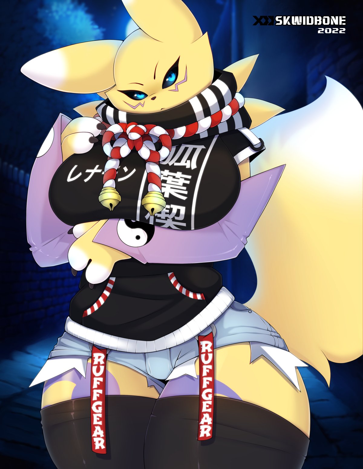 anthro big_breasts breasts digimon digimon_(species) female renamon skwidbone