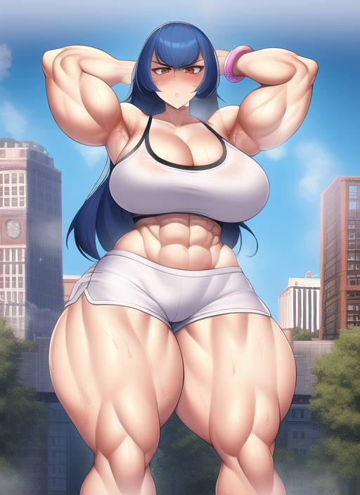 1girls abs ai_generated armpits arms_up bare_arms bare_legs bare_midriff bare_shoulders bare_thighs biceps blue_hair blush bracelet breast_expansion breasts broad_shoulders city city_background cityscape cleavage collarbone crop_top curvaceous curves curvy curvy_body curvy_female curvy_figure curvy_hips day dolphin_shorts game_freak giant giantess gigantic_breasts gigantic_thighs hourglass_expansion hourglass_figure huge_breasts huge_thighs large_breasts large_thighs long_hair looking_at_viewer macro massive_breasts massive_thighs midriff midriff_baring_shirt muscle muscle_growth muscle_tone muscles muscular muscular_arms muscular_female muscular_legs muscular_thighs nai_diffusion nintendo pokemon pokemon_rgby red_eyes sabrina_(pokemon) short_shorts shorts size_difference sports_bra stable_diffusion steam steaming_body sweat sweatdrop sweating sweaty sweaty_body sweaty_breasts tank_top thick_arms thick_thighs thighs venus_body voluptuous voluptuous_female wet wet_clothes wet_shirt white_crop_top white_shorts white_sports_bra white_tank_top wide_hips