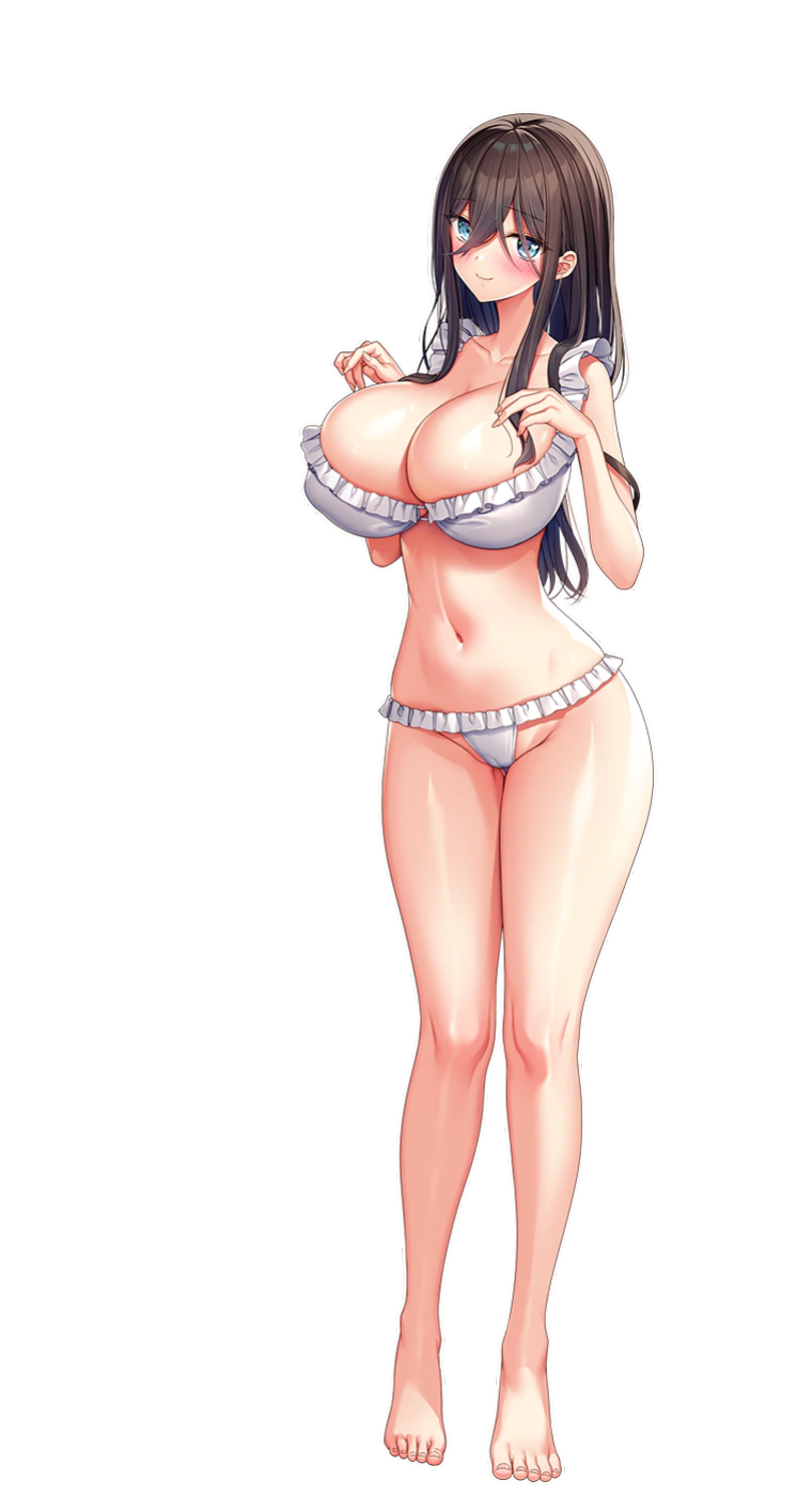 1girls anastasia_mysterante big_breasts bikini blue_eyes blush breasts brown_hair cameltoe derauea female full_body hair_between_eyes huge_breasts large_breasts long_hair looking_at_viewer milk_factory motto!_haramase!_honoo_no_oppai_isekai_oppai_meido_gakuen! navel official_art oppai png shiny_breasts shiny_skin smile smiling smiling_at_viewer solo thin_waist transparent_background