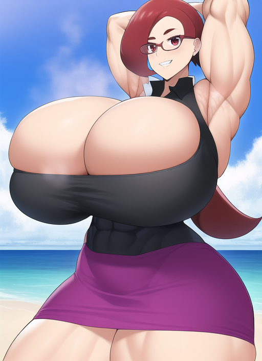 1girls ai_generated alternate_breast_size biceps cleavage huge_breasts long_hair lorelei_(pokemon) lorelei_(pokemon_frlg) muscular_female nai_diffusion pokemon pokemon_frlg ponytail red_eyes red_hair stable_diffusion thick_thighs voluptuous wide_hips