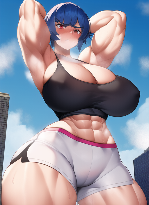 1girls abs ai_generated angry armpits arms_up bare_arms bare_legs bare_midriff bare_shoulders bare_thighs biceps blue_hair blush breast_expansion breasts building city city_background cityscape cleavage collarbone covered_nipples crop_top curvaceous curves curvy curvy_body curvy_female curvy_hips day deep_cleavage erect_nipples erect_nipples_under_clothes game_freak giant giantess gigantic_breasts gigantic_thighs hourglass_expansion hourglass_figure huge_breasts huge_thighs large_breasts large_thighs long_hair looking_at_viewer macro massive_breasts massive_thighs midriff midriff_baring_shirt muscle muscle_growth muscle_tone muscles muscular muscular_arms muscular_female muscular_legs muscular_thighs nai_diffusion nintendo pokemon pokemon_rgby red_eyes sabrina_(pokemon) short_shorts shorts size_difference spaghetti_strap stable_diffusion steam steaming_body sweat sweatdrop sweating sweaty sweaty_body sweaty_breasts tank_top thick_arms thick_thighs thighs tight_clothes tight_fit toned toned_body toned_female venus_body voluptuous voluptuous_female wide_hips