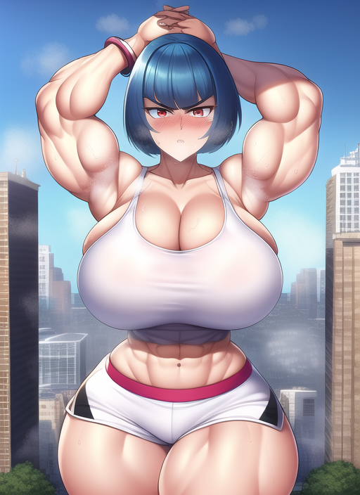 1girls abs ai_generated angry armpits arms_up bare_arms bare_legs bare_midriff bare_shoulders bare_thighs biceps blue_hair blush breast_expansion breasts building city city_background cityscape cleavage collarbone crop_top curvaceous curves curvy curvy_body curvy_female curvy_hips day deep_cleavage game_freak giant giantess gigantic_breasts gigantic_thighs hourglass_expansion hourglass_figure huge_breasts huge_thighs large_breasts large_thighs long_hair looking_at_viewer macro massive_breasts massive_thighs midriff midriff_baring_shirt muscle muscle_growth muscle_tone muscles muscular muscular_arms muscular_female muscular_legs muscular_thighs nai_diffusion nintendo pokemon pokemon_rgby red_eyes sabrina_(pokemon) short_shorts shorts size_difference spaghetti_strap stable_diffusion steam steaming_body sweat sweatdrop sweating sweaty sweaty_body sweaty_breasts tank_top thick_arms thick_thighs thighs tight_clothes tight_fit toned toned_body toned_female voluptuous voluptuous_female wide_hips