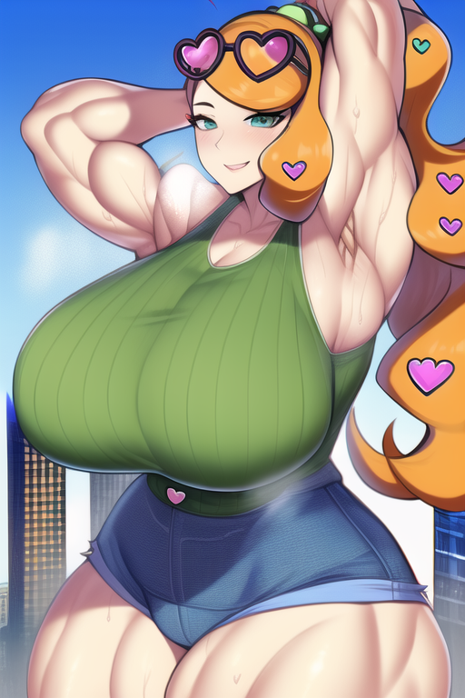 1girls ai_generated armpits arms_up ass bare_arms bare_legs bare_shoulders bare_thighs biceps big_ass big_breasts big_butt blue_shorts breast_expansion breasts broad_shoulders building city city_background cityscape cleavage cleavage_overflow crop_top day deep_cleavage denim denim_shorts dynamax eyewear eyewear_on_head female female_only game_freak giant giantess gigantic_breasts gigantic_thighs glasses glasses_on_head green_crop_top green_eyes green_tank_top grin growth hair_ornament heart heart_glasses heart_hair_ornament hips horny horny_female huge_ass huge_breasts huge_butt huge_thighs human human_only large_ass large_breasts large_butt large_thighs long_hair looking_at_viewer macro massive_breasts massive_thighs muscle muscle_growth muscle_tone muscles muscular muscular_arms muscular_female muscular_legs muscular_thighs nai_diffusion nintendo orange_hair pokemon pokemon_ss ponytail ribbed_shirt seducing seduction seductive seductive_eyes seductive_gaze seductive_look seductive_mouth seductive_pose seductive_smile short_shorts shorts size_difference smile solo solo_female sonia_(pokemon) stable_diffusion steam steaming_body sweat sweatdrop sweating sweaty sweaty_body sweaty_breasts tank_top teeth teeth_clenched teeth_visible thick thick_arms thick_ass thick_thighs thighs toned toned_female toned_stomach top_heavy voluptuous voluptuous_female wide_hips