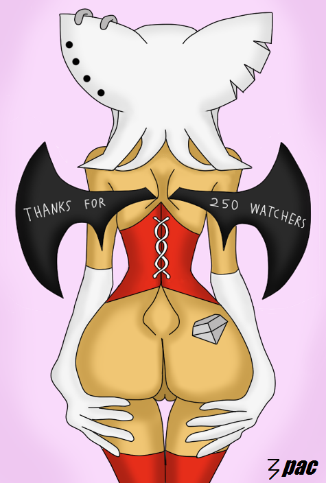 3pac anthro ass back_view bat clothes color female female_only fur furry gloves piercing rouge_the_bat solo sonic_(series) standing tagme wings