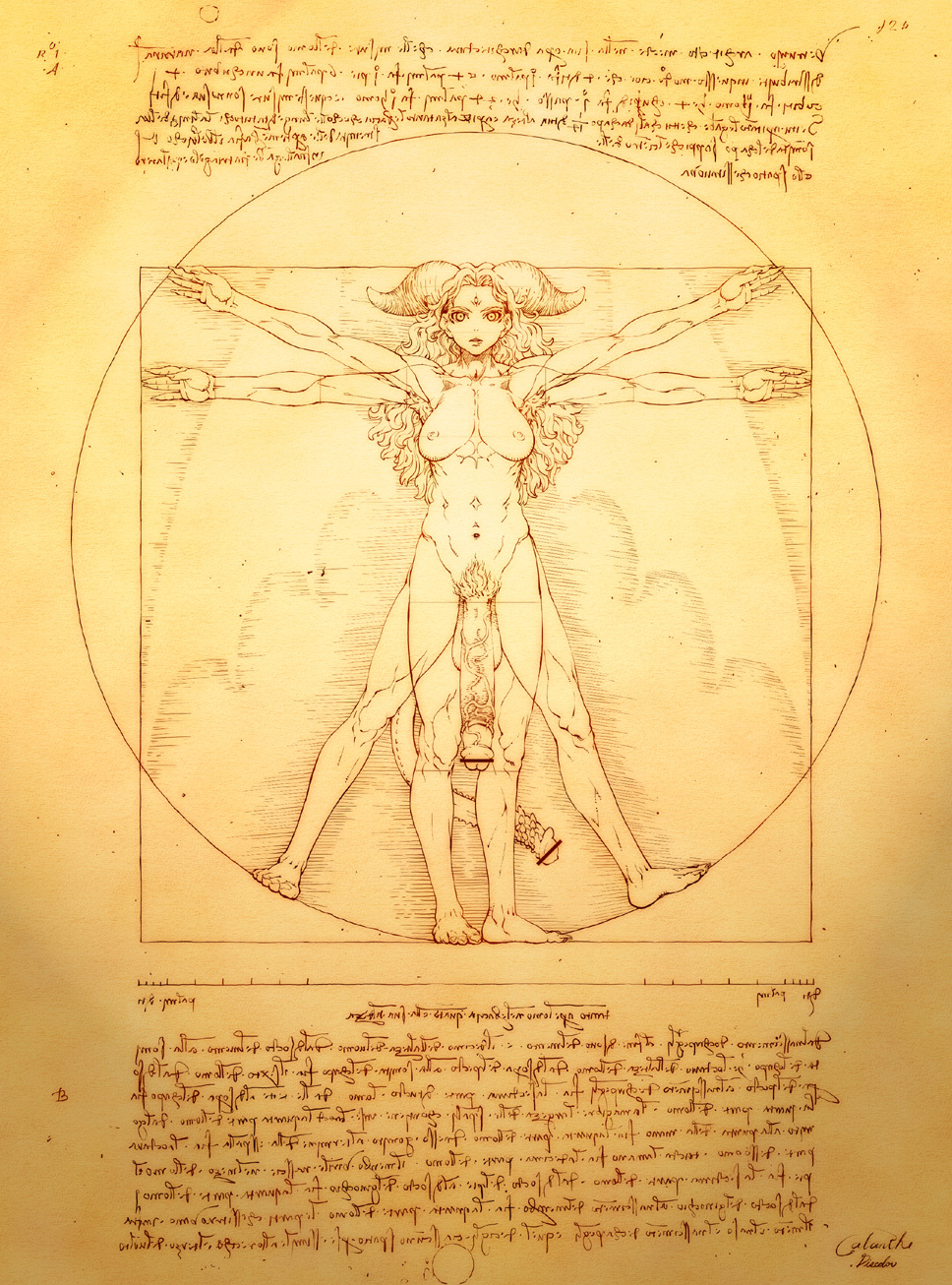 art cal. censored fine_art_parody futanari intersex public_domain vitruvian_man