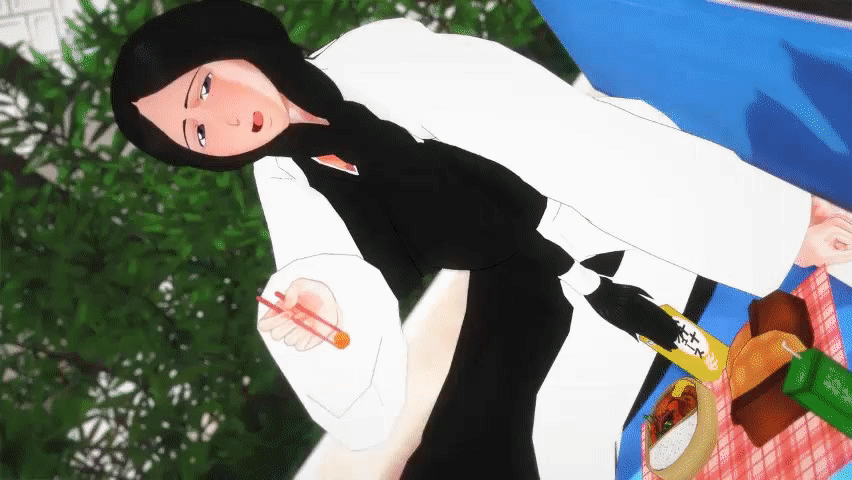 1boy, 1girls, animated, before and after, bench, big breasts, bleach, blonde hair, breasts, chopsticks, erection, feeding, fellatio, female, food, hongcha03, kneeling, koikatsu, licking, licking penis, male, male/female, mature, mature female, penis, pulsating, pulsating cock, sex, sitting, throbbing, throbbing penis, unohana retsu, v sign, voluptuous