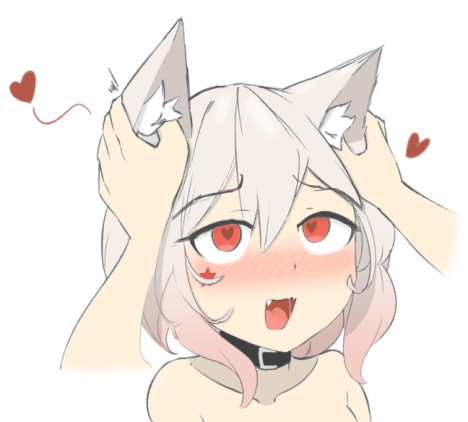 1girl 1girls ahe_gao animal_ears blush cat_ears catgirl collar daebom ear_rub eargasm female flushed heart_eyes kemonomimi m18_hellcat nekomimi red_eyes shoulder_length_hair silver_hair uncommon_stimulation war_thunder white_hair wholesome