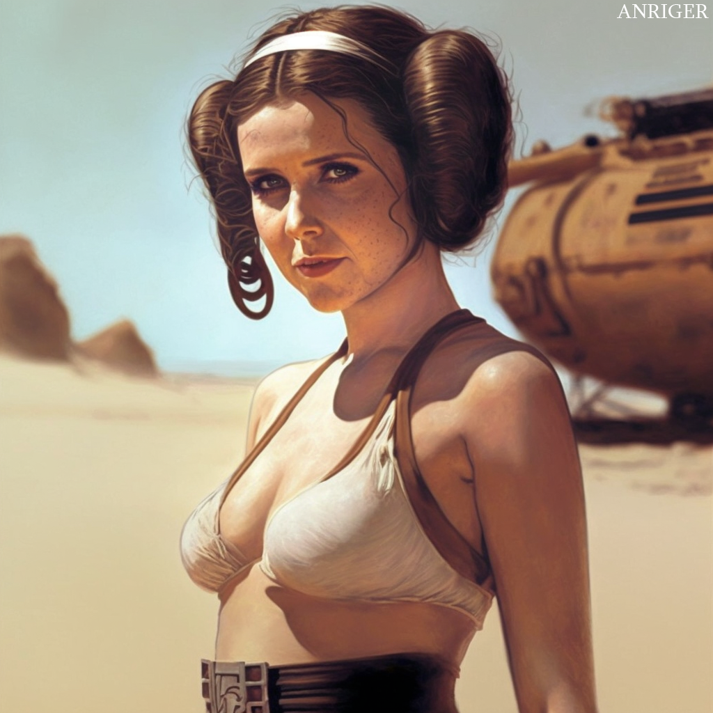 ai_generated anriger carrie_fisher female looking_at_viewer midjourney princess_leia_organa star_wars