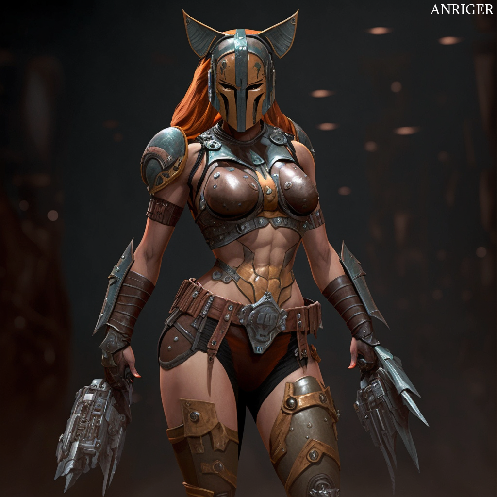 ai_generated alternate_costume anriger athletic athletic_female female human mandalorian midjourney star_wars the_armorer_(the_mandalorian) the_mandalorian warrior