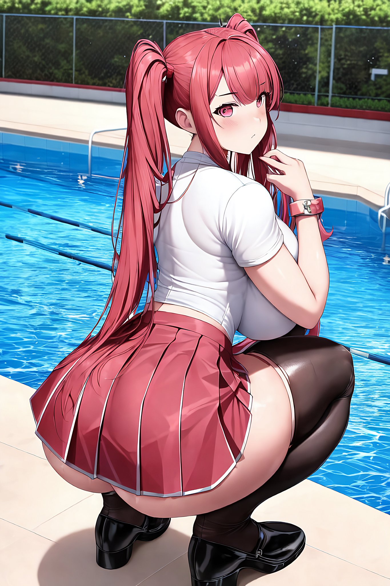 1girls, 2022, ai generated, ass, big breasts, black socks, breasts, bubble ass, female, female focus, female only, high resolution, looking at viewer, looking back, school uniform, schoolgirl, socks, stable diffusion, tagme, thigh socks, thighhighs, voluptuous female
