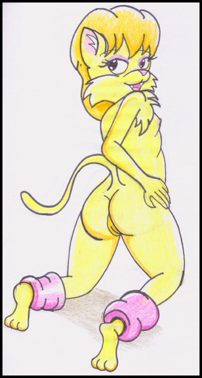 anthro anthro_only ass blonde_hair cleo_catillac domestic_cat felid feline female female_only fur pussy reddragonkan solo solo_female the_catillac_cats