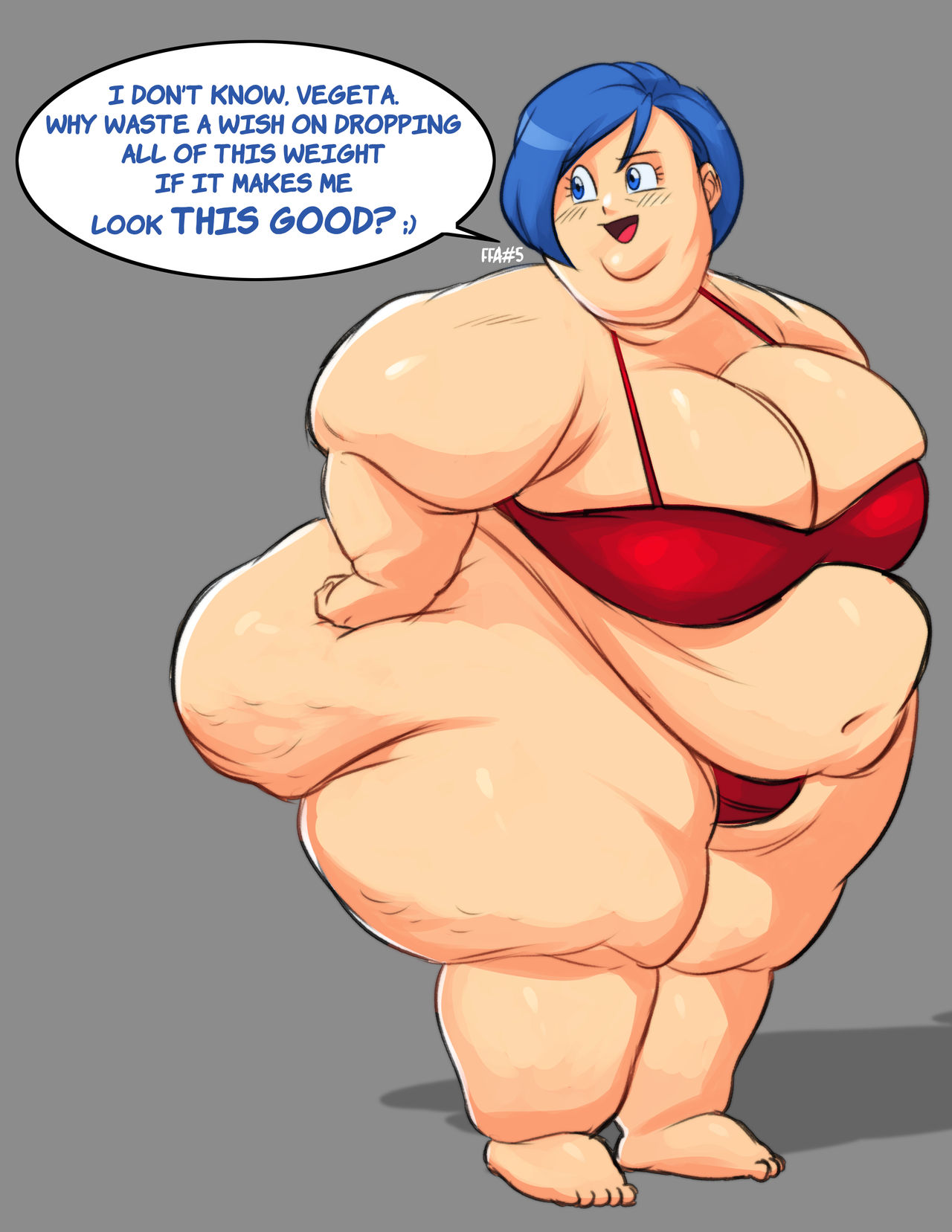 ass bbw belly big_ass big_belly big_breasts blue_hair bra breasts bulma_briefs cellulite cleavage dragon_ball dragon_ball_z fat fat_ass ffa5 large_breasts morbidly_obese obese overweight panties thick_thighs thighs thunder_thighs