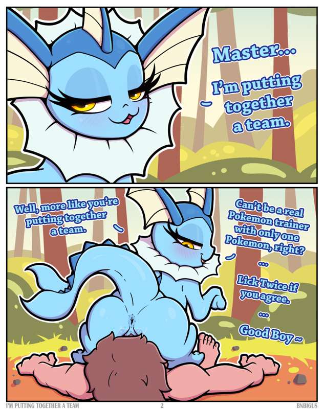 1girls 2d anthro apricot_(bnbigus) ass_on_face big_breasts blue_body blush bnbigus breasts comic cunnilingus detailed_background dialogue eeveelution english_text facesitting female female_domination female_on_top femdom huge_breasts human_on_pokemon im_putting_together_a_team light-skinned_male long_eyelashes male male/female page_2 pokémon_(species) pokemon text vaporeon yellow_eyes yiff