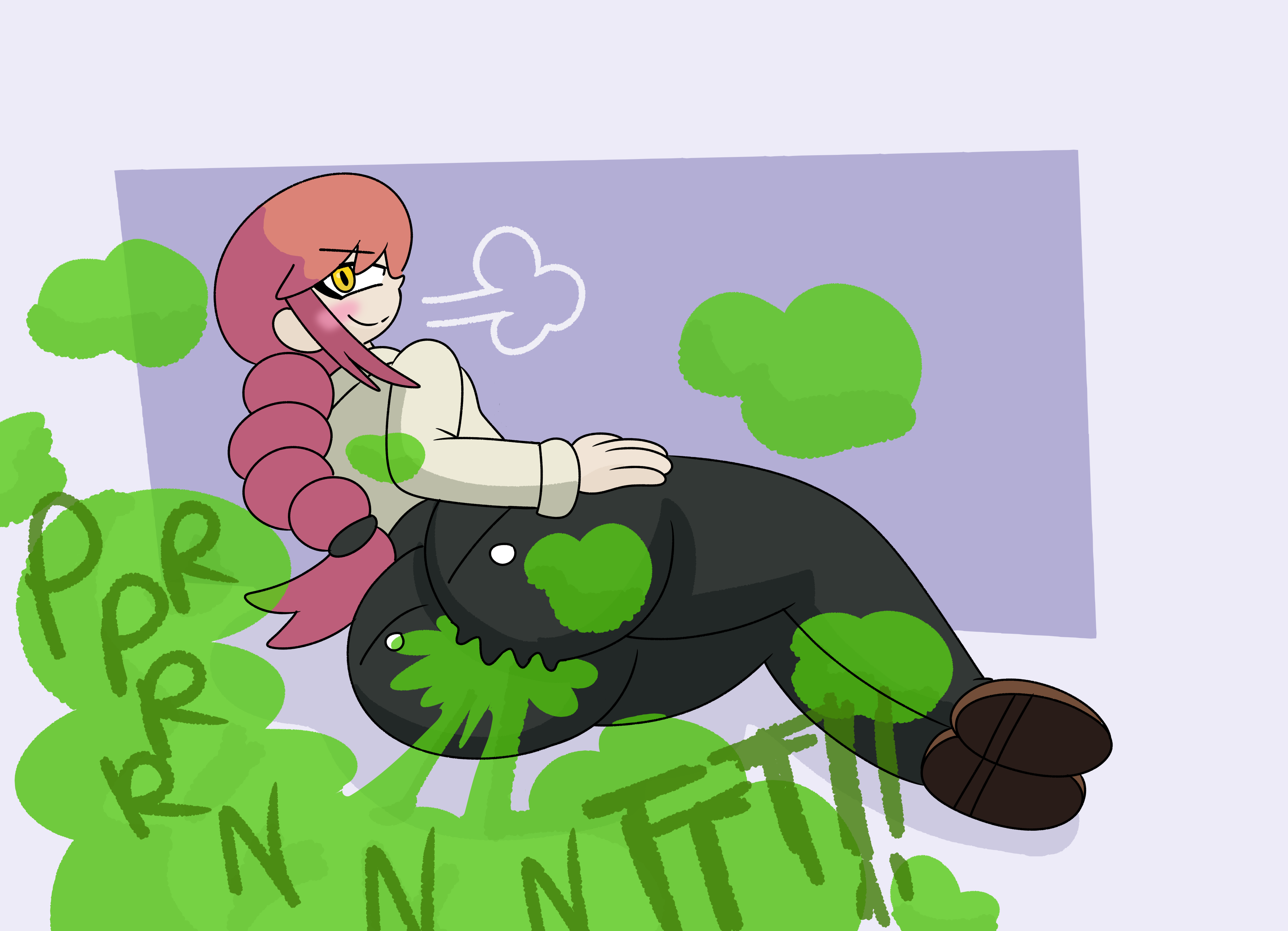 ass, big ass, big butt, brappycatty, chainsaw man, enormous butt, fart, farting, farting at viewer, female, jeans, makima (chainsaw man), sunniefunnie, yoshizilla
