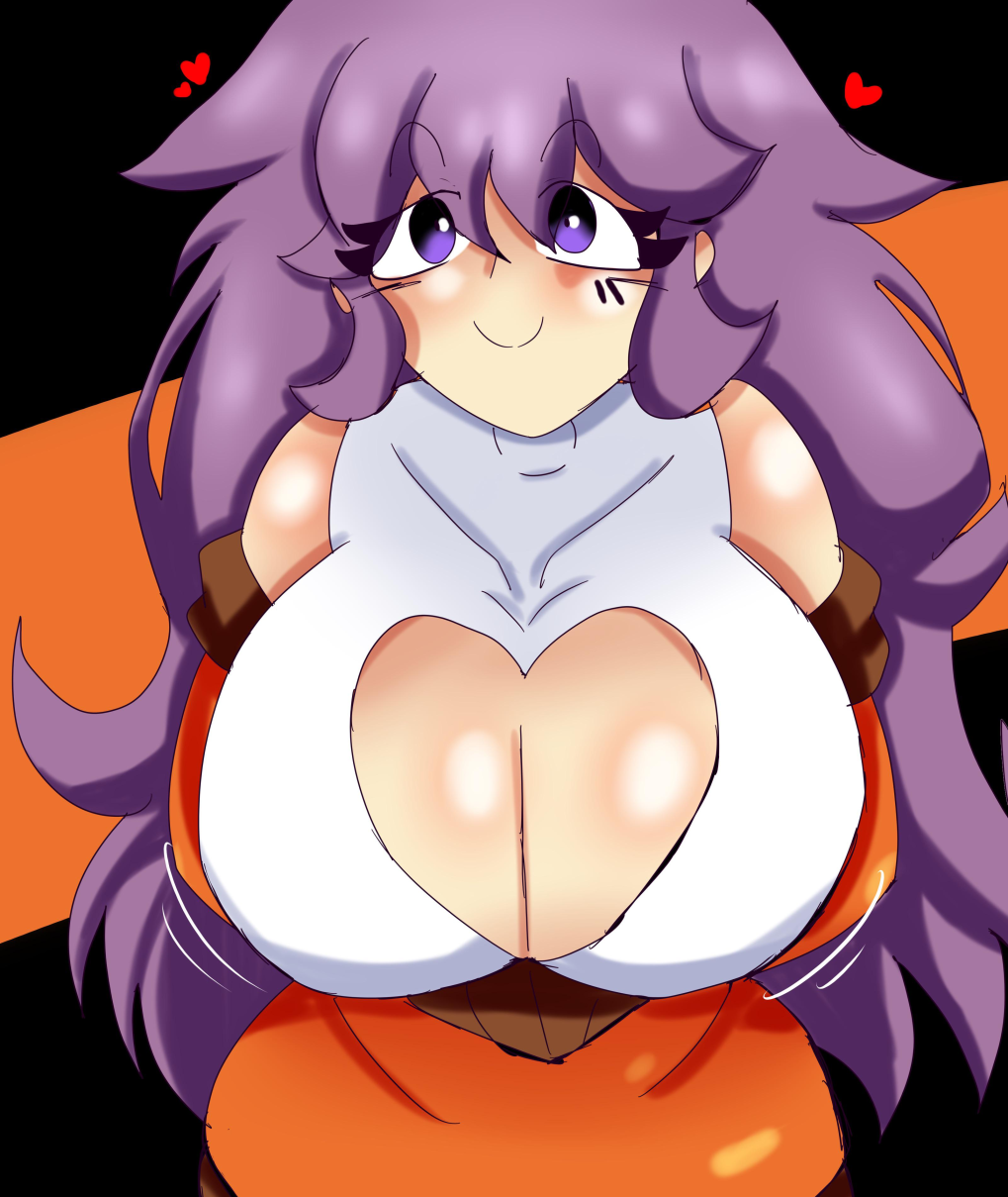 big_breasts boob_window bouncing_breasts cute female friday_night_funkin heart looking_at_viewer love lylace purple_eyes purple_hair smile smiling_at_viewer tagme_(artist) virtual_youtuber youtuber