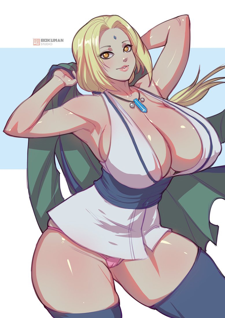 1girls, 2018, almost naked, armpits, big breasts, black legwear, blonde hair, bokuman, boruto: naruto next generations, breasts, brown eyes, busty, cameltoe, cleavage, clothed, clothing, female, female focus, female only, forehead jewel, forehead mark, hi res, high resolution, highres, inner sideboob, jewelry, large breasts, legwear, light skin, light-skinned female, lips, lipstick, looking at viewer, makeup, mature, mature female, milf, naruto, naruto (classic), naruto (series), naruto shippuden, necklace, no pants, panties, pigtails, pink lips, pink lipstick, pink panties, pink thong, pinup, pose, posing, pussy, revealing clothes, shounen jump, sideboob, sleeveless, sleeveless shirt, solo, solo female, solo focus, standing, thick thighs, thighs, thong, tied hair, tsunade, undressing, voluptuous, wide hips
