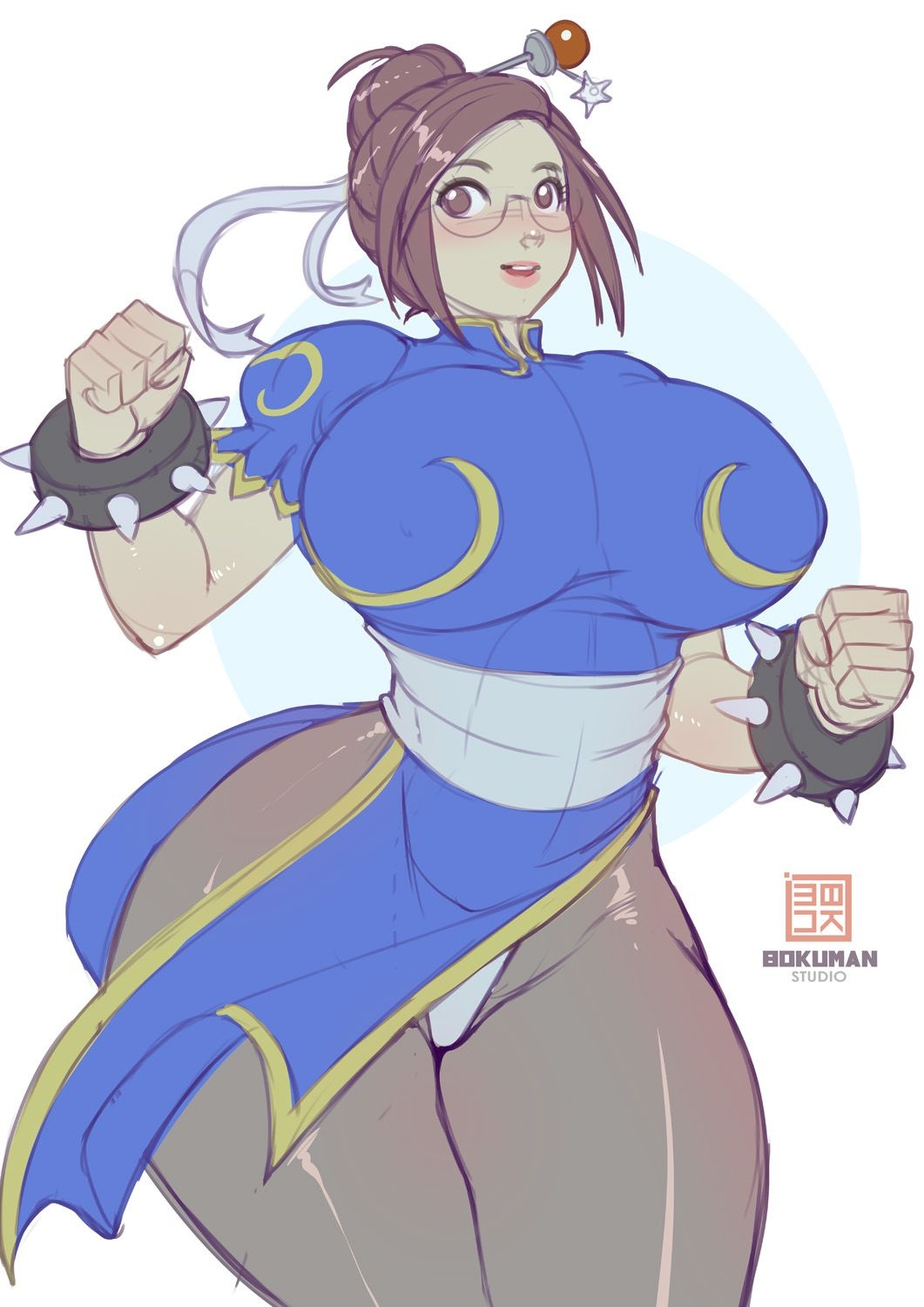 bokuman, capcom, chun-li (cosplay), eyewear, female, glasses, mei (overwatch), overwatch, street fighter