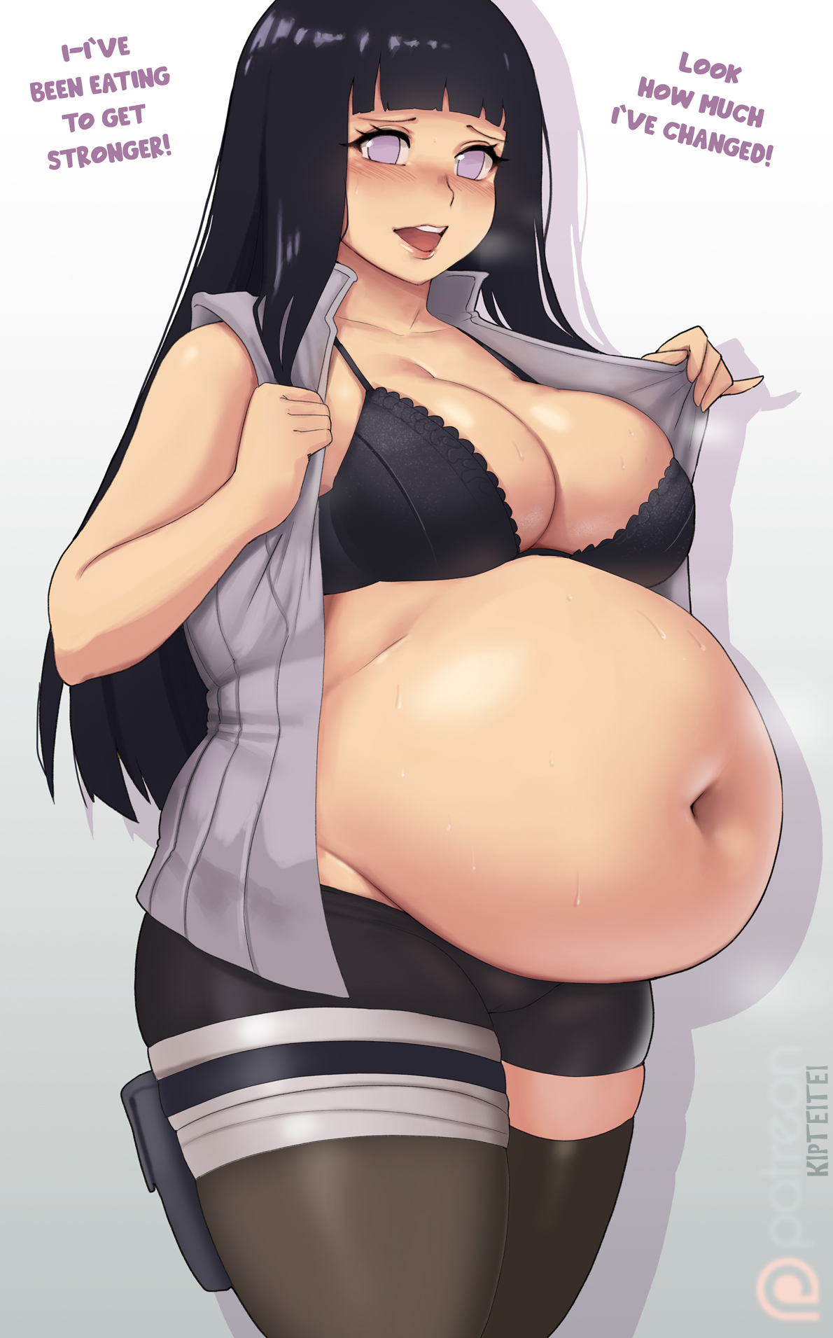 1girls, ass, bbw, belly overhang, big belly, big breasts, big female, blush, blushing, boruto: naruto next generations, bra, breasts, chubby, chubby female, dark hair, embarrassed, fat, fat ass, fat female, fat fetish, fatty, female, female only, giantess, hyuuga hinata, hyuuga hinata (naruto: the last), kipteitei, large female, milf, mini giantess, naruto, naruto (series), naruto shippuden, obese, obese female, overweight, overweight female, pig, plump, pork chop, solo, stripping, thick thighs, thighhighs, tubby, weight gain