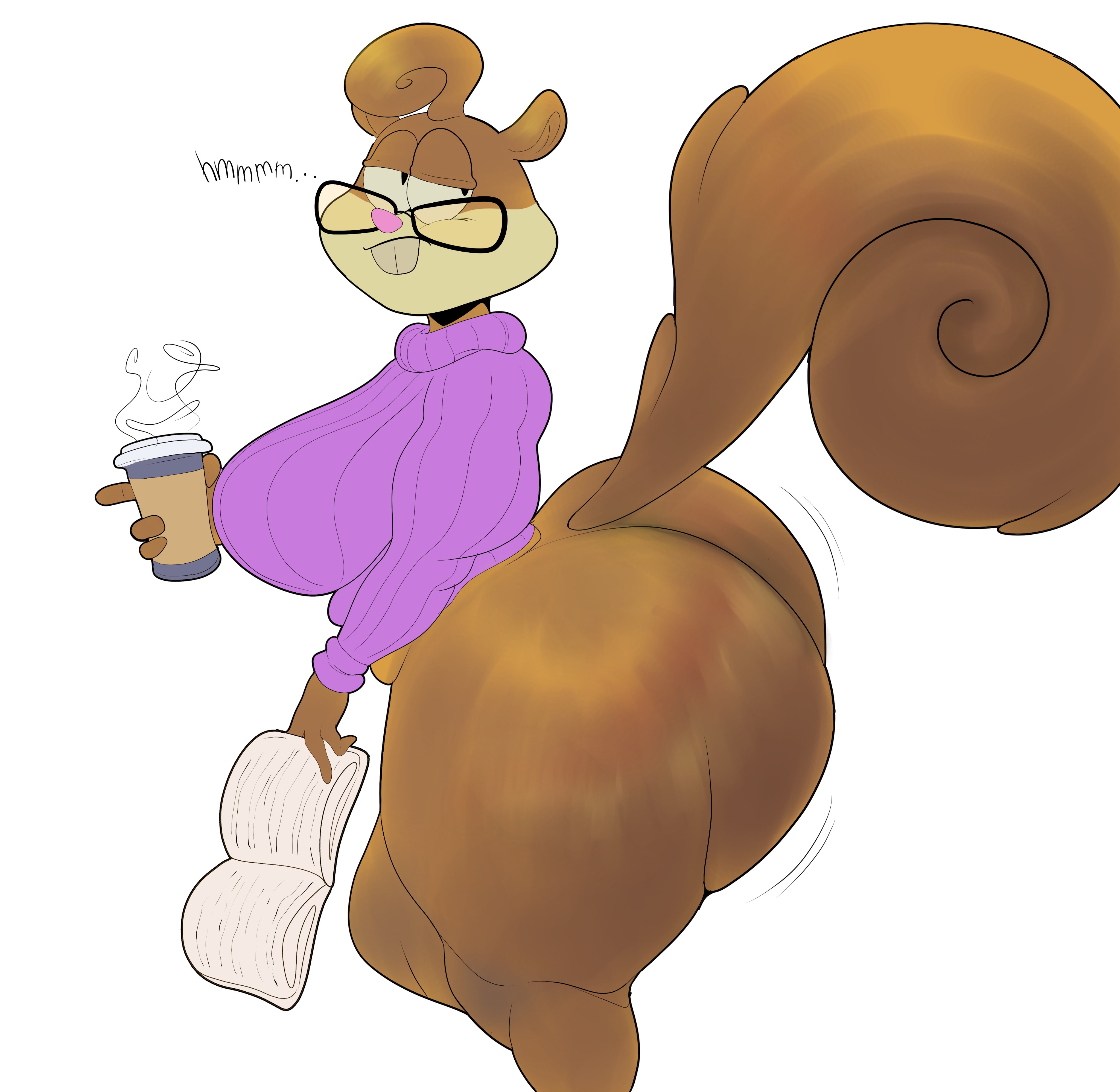 1girls, anthro, ass, barrybbeesly, big ass, book, bottom heavy, bottomless, breasts, bubble ass, bubble butt, clothing, coffee, fat, fat ass, female, female only, glasses, huge ass, large ass, sandy cheeks, smooth skin, solo, spongebob squarepants, squirrel, thick ass, thick thighs, thunder thighs, wide hips