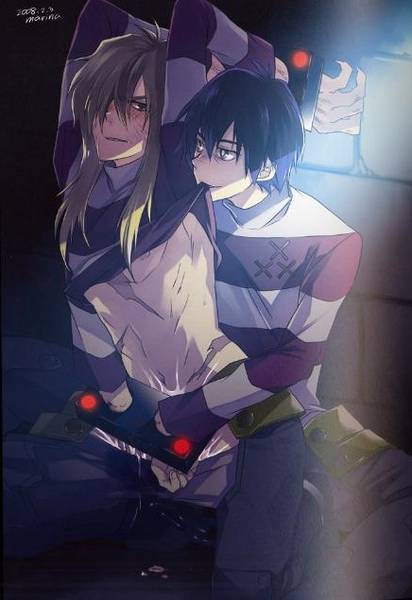 2boys bondage bound_wrists cum gay male male_only marina_(aritst) prison prison_clothes prisoner shirt_lift simon_(tengen_toppa_gurren_lagann) striped_shirt tagme tengen_toppa_gurren_lagann viral yaoi