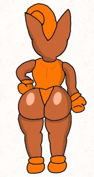 anthro ass back_view big_ass brown_skin digital_(nitrotrophyboy) female female_only jigglypuff nitrotrophyboy oc orange_gloves orange_hair orange_shoes orange_swimsuit pokemon pokemon_(species) rule63 solo